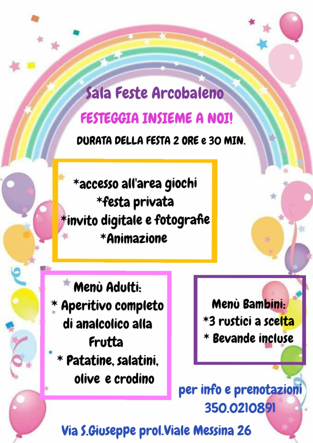 Scopri di più sull'articolo SALA EVENTI ARCOBALENO